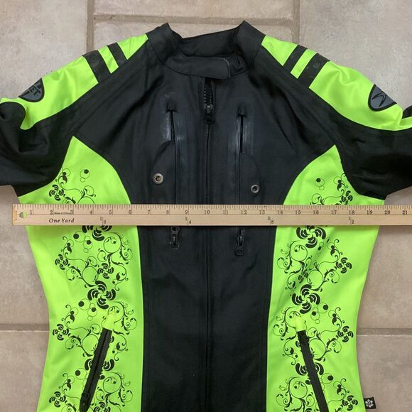 Joe Rocket Motorcycle Outfit-Women's Sz Small-Black/Green Paisley-Armor Suit/Set - Picture 9 of 16
